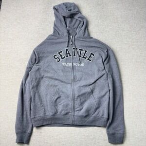 Crazy Apparel Seattle Washington Zip Up Hoodie Gray Mens XL Sweatshirt